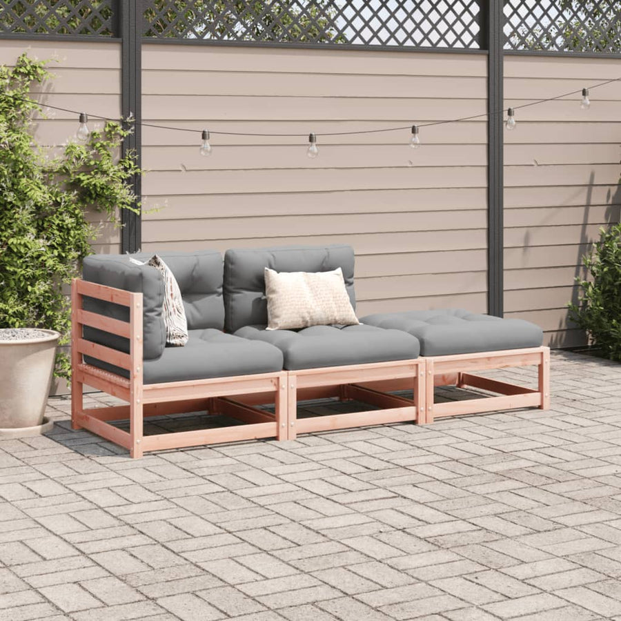 3-delige Loungeset met kussens massief douglas vurenhout