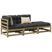 Loungeset grenenhout 3-delig met kussens