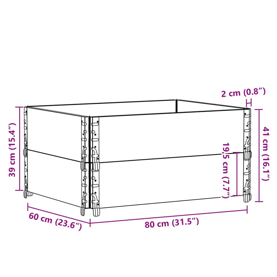 Palletopzetranden 2 st 80x60 cm massief grenenhout