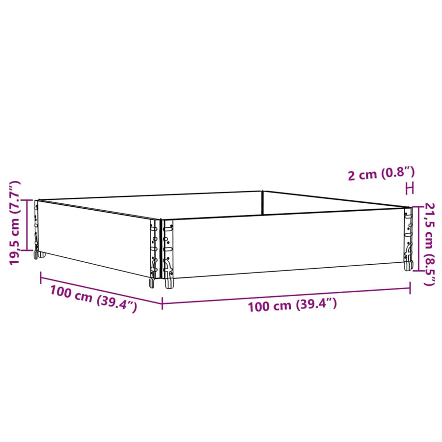 Palletopzetrand 100x100 cm massief grenenhout bruin