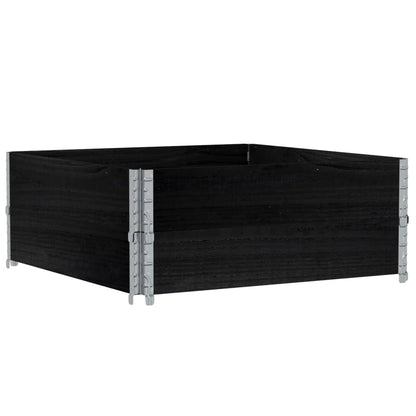 Palletopzetranden 2 st 100x100 cm massief grenenhout zwart