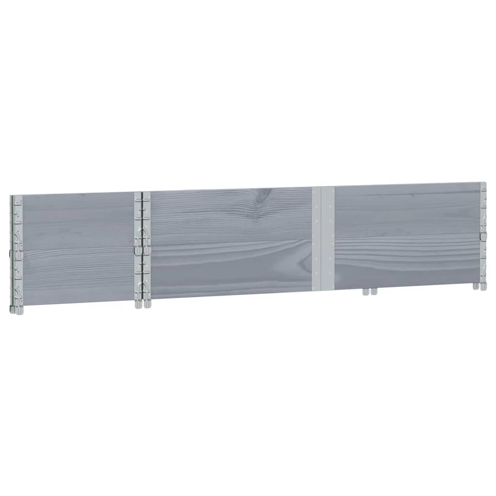 Palletopzetranden 2 st 150x50 cm massief grenenhout grijs