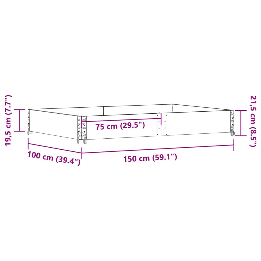 Palletopzetrand 150x100 cm massief grenenhout zwart