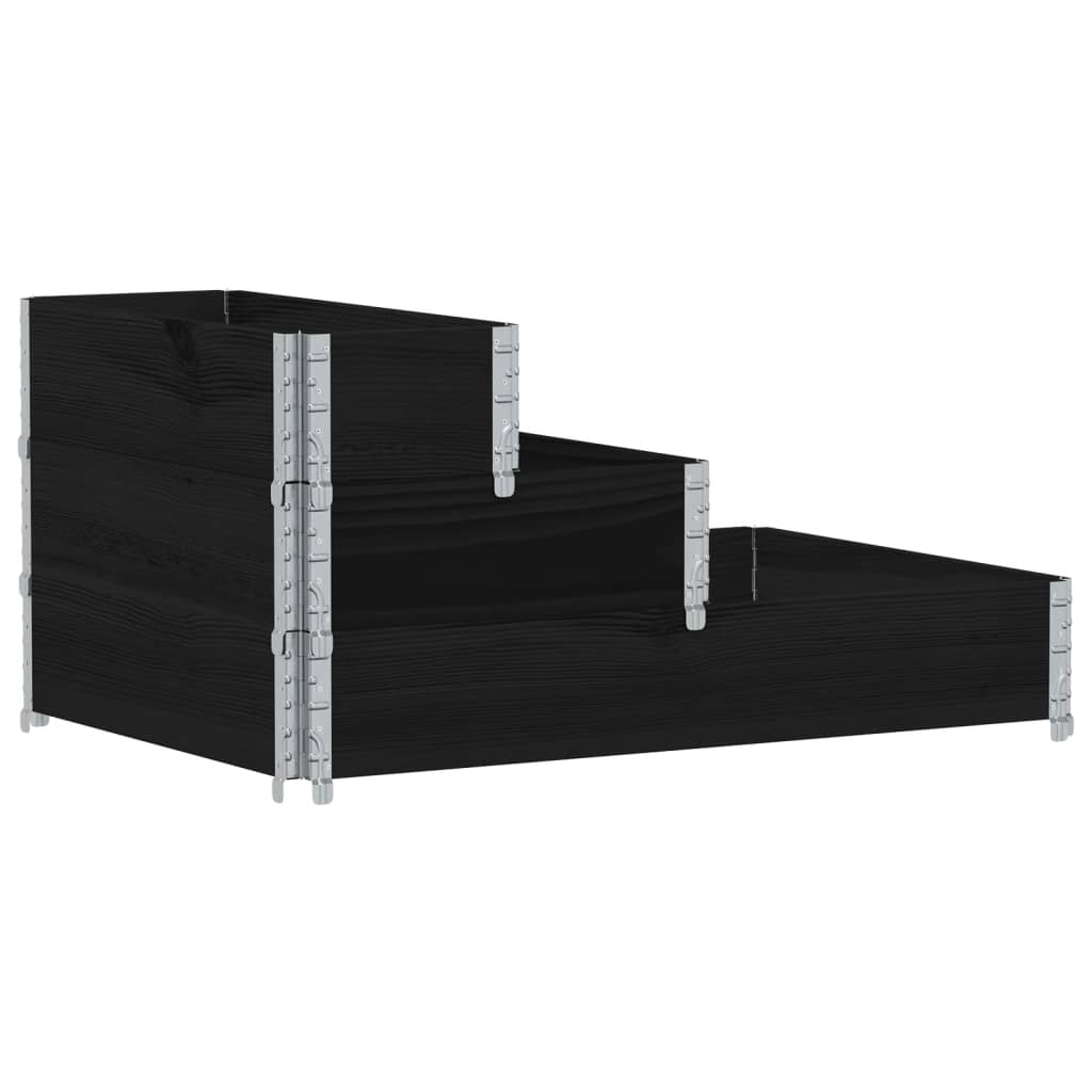 Palletopzetrand 3-laags 120x80 cm massief grenenhout zwart