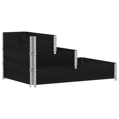 Palletopzetrand 3-laags 120x80 cm massief grenenhout zwart