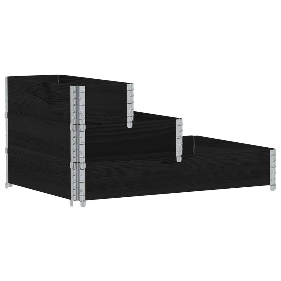 Palletopzetrand 3-laags 120x80 cm massief grenenhout zwart
