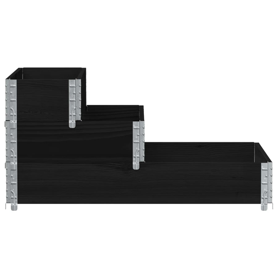 Palletopzetrand 3-laags 120x80 cm massief grenenhout zwart