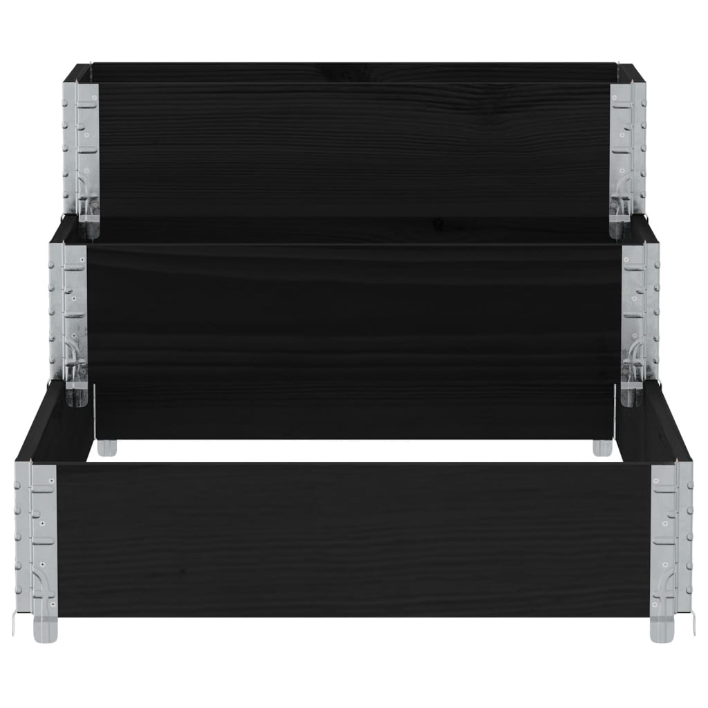 Palletopzetrand 3-laags 120x80 cm massief grenenhout zwart