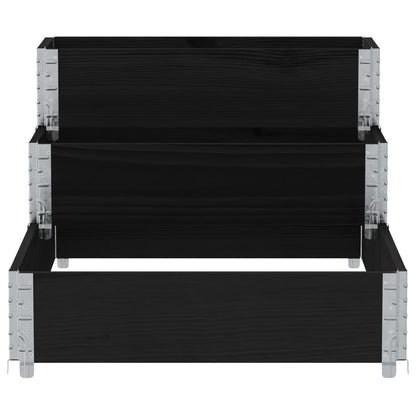 Palletopzetrand 3-laags 120x80 cm massief grenenhout zwart
