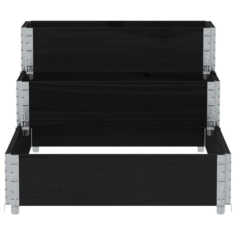 Palletopzetrand 3-laags 120x80 cm massief grenenhout zwart