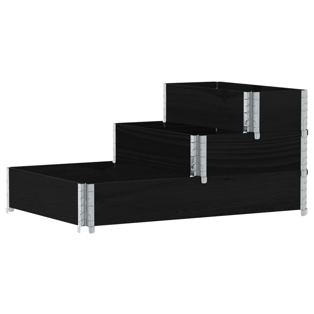 Palletopzetrand 3-laags 120x80 cm massief grenenhout zwart