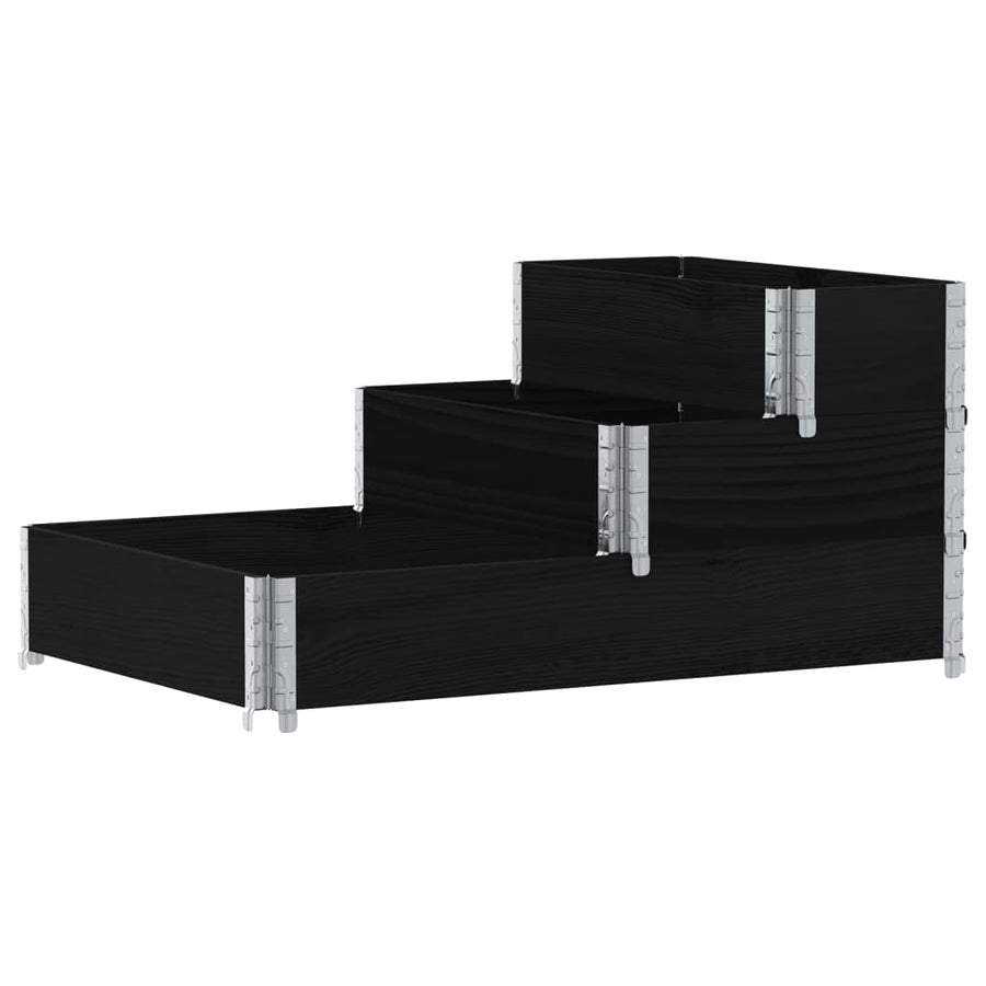 Palletopzetrand 3-laags 120x80 cm massief grenenhout zwart