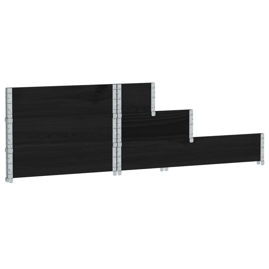 Palletopzetrand 3-laags 120x80 cm massief grenenhout zwart