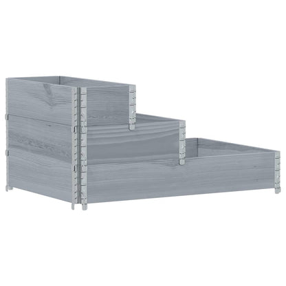 Palletopzetrand 3-laags 120x80 cm massief grenenhout grijs