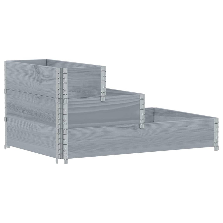 Palletopzetrand 3-laags 120x80 cm massief grenenhout grijs