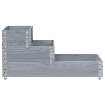 Palletopzetrand 3-laags 120x80 cm massief grenenhout grijs