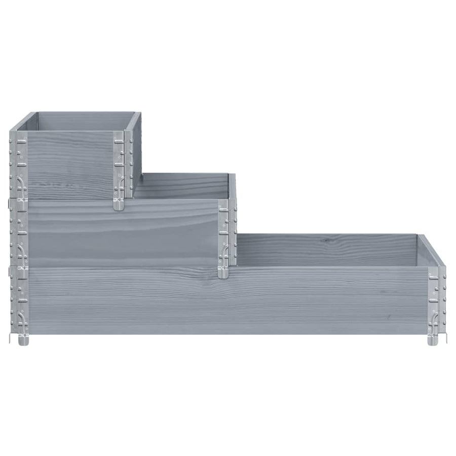 Palletopzetrand 3-laags 120x80 cm massief grenenhout grijs