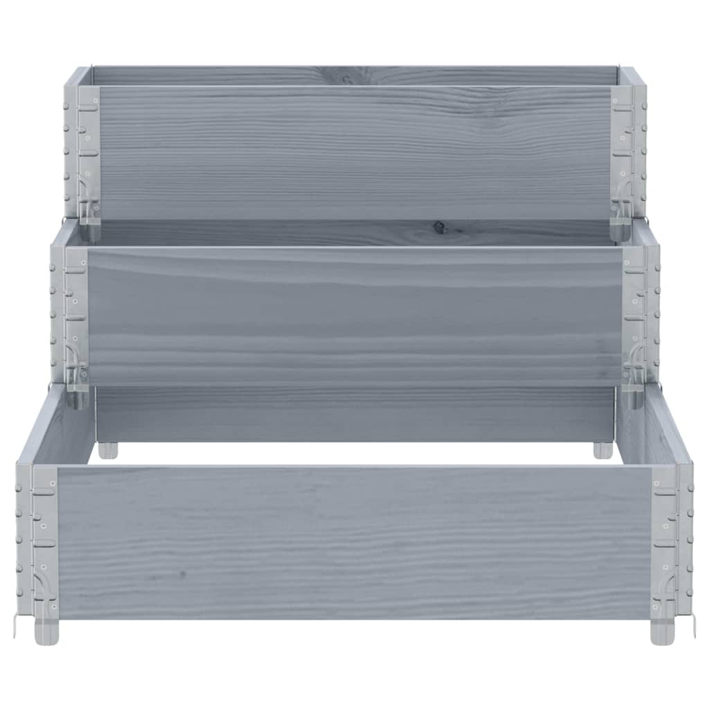 Palletopzetrand 3-laags 120x80 cm massief grenenhout grijs