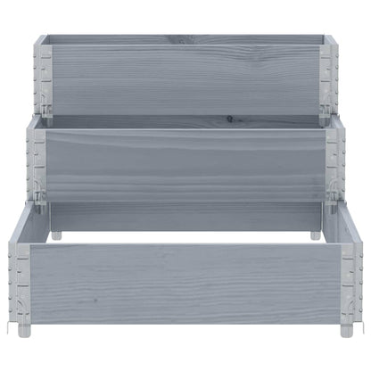 Palletopzetrand 3-laags 120x80 cm massief grenenhout grijs