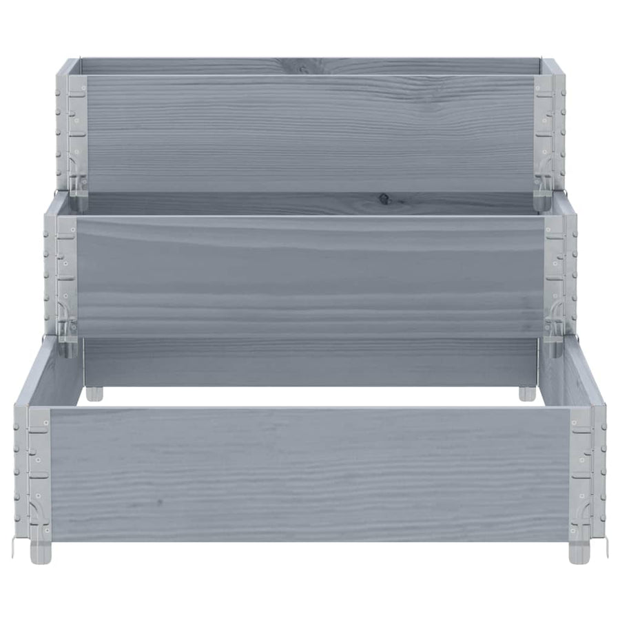 Palletopzetrand 3-laags 120x80 cm massief grenenhout grijs