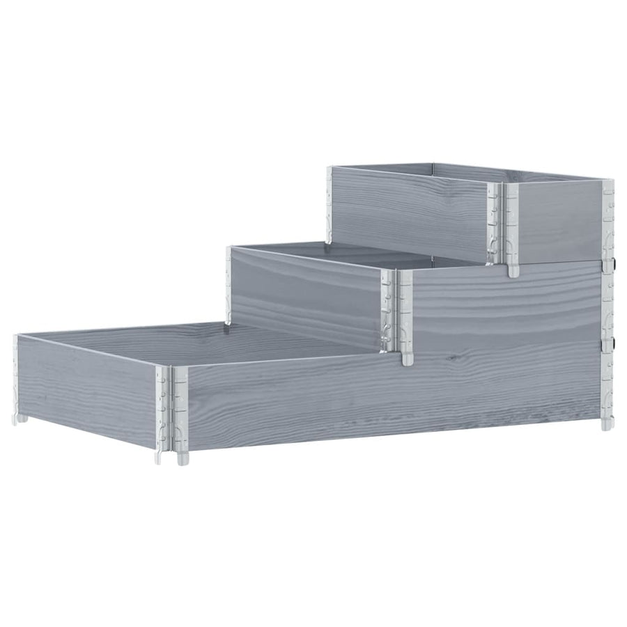 Palletopzetrand 3-laags 120x80 cm massief grenenhout grijs