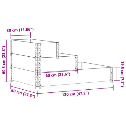Palletopzetrand 3-laags 120x80 cm massief grenenhout grijs