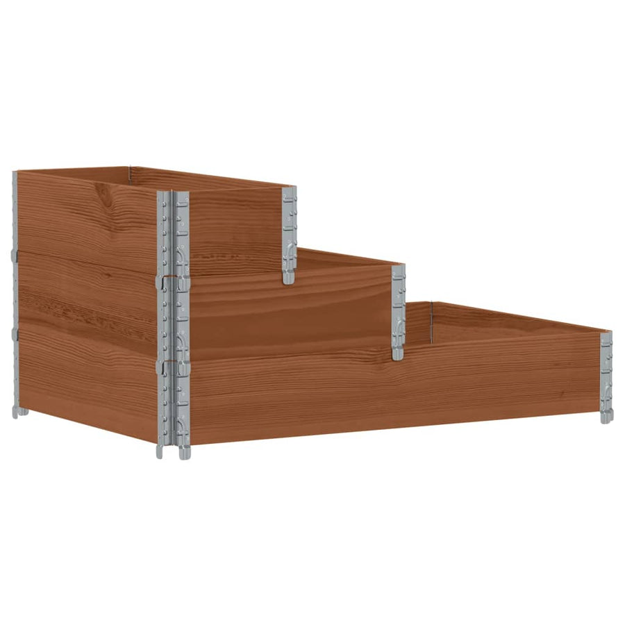 Palletopzetrand 3-laags 120x80 cm massief grenenhout bruin