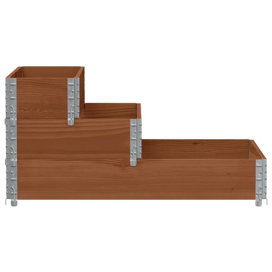 Palletopzetrand 3-laags 120x80 cm massief grenenhout bruin