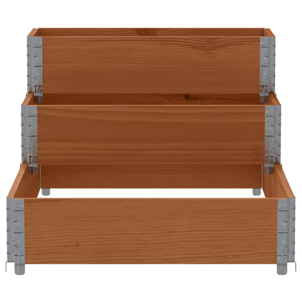 Palletopzetrand 3-laags 120x80 cm massief grenenhout bruin
