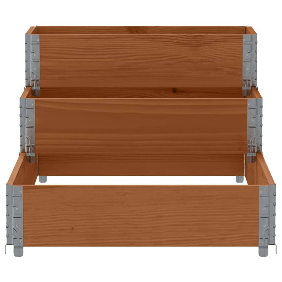 Palletopzetrand 3-laags 120x80 cm massief grenenhout bruin