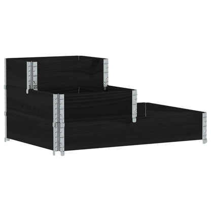 Palletopzetrand 3-laags 120x80 cm massief grenenhout zwart