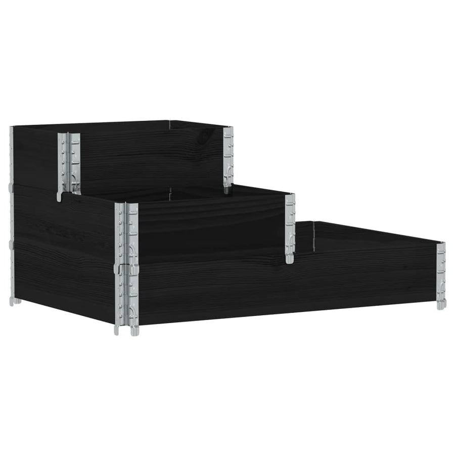Palletopzetrand 3-laags 120x80 cm massief grenenhout zwart