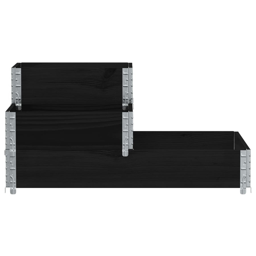 Palletopzetrand 3-laags 120x80 cm massief grenenhout zwart