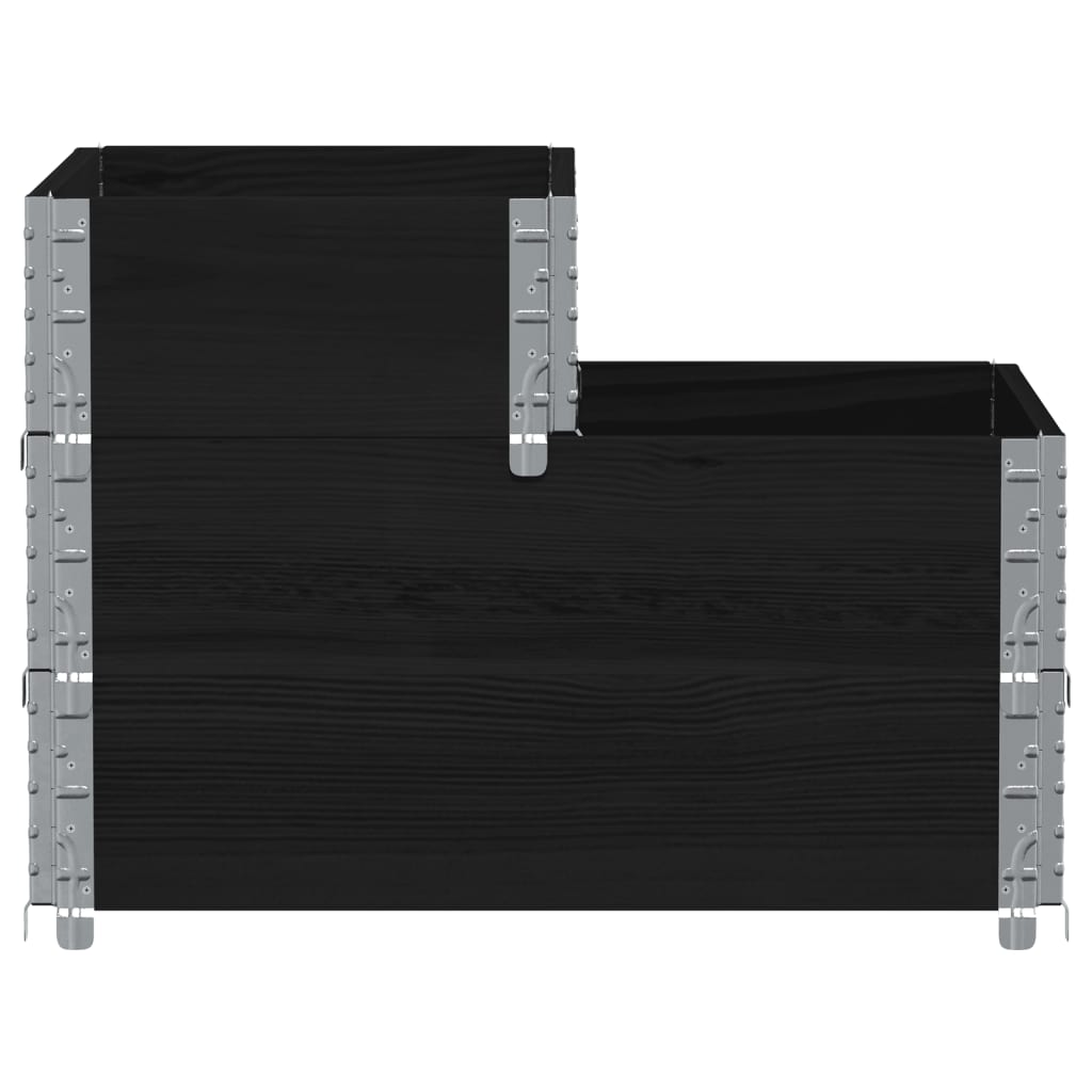 Palletopzetrand 3-laags 120x80 cm massief grenenhout zwart