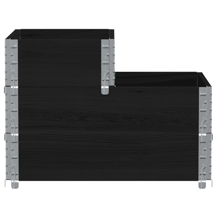 Palletopzetrand 3-laags 120x80 cm massief grenenhout zwart