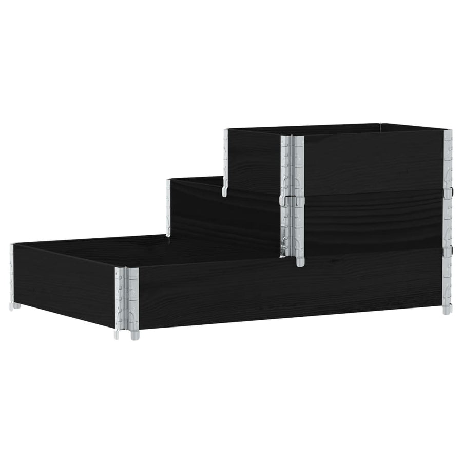 Palletopzetrand 3-laags 120x80 cm massief grenenhout zwart