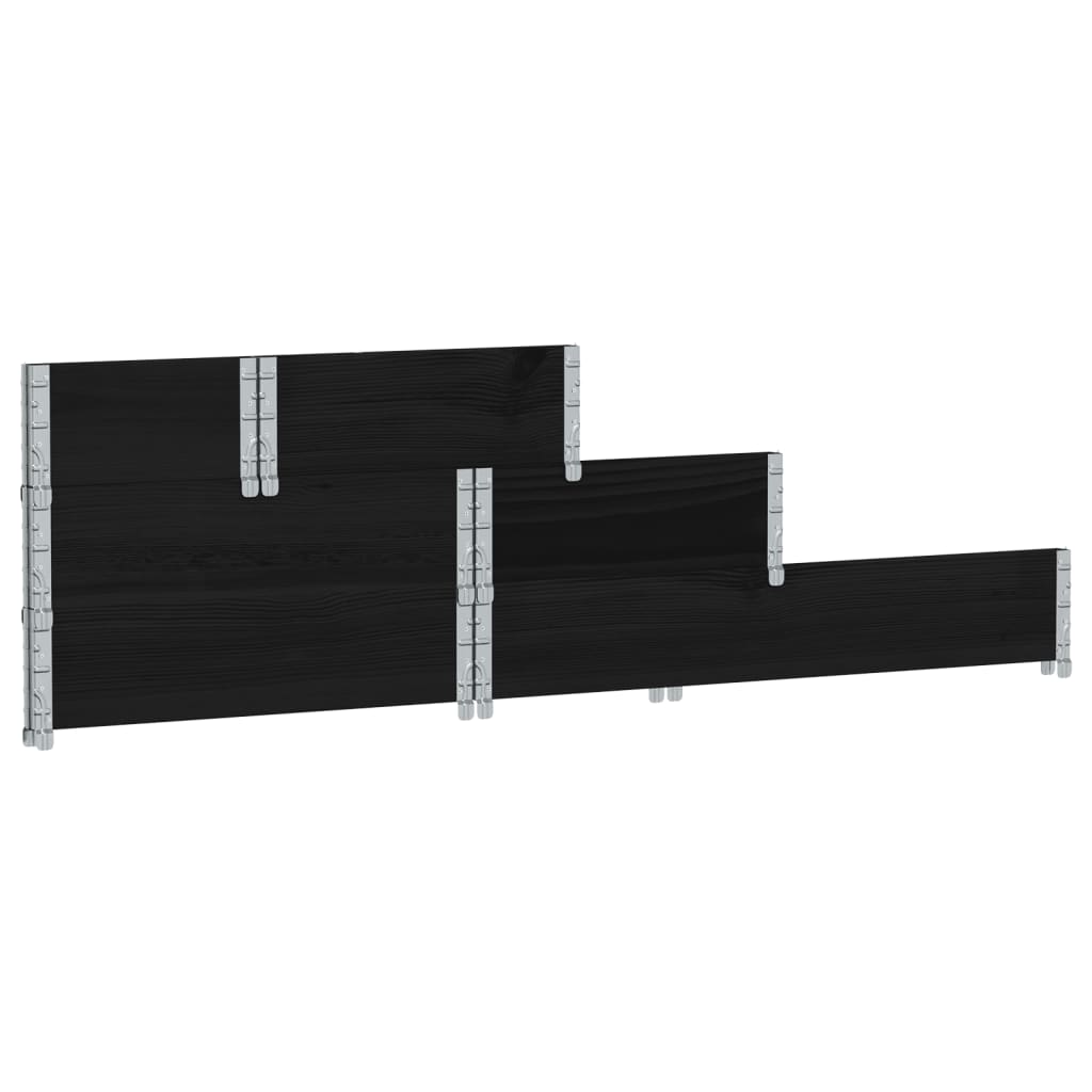Palletopzetrand 3-laags 120x80 cm massief grenenhout zwart