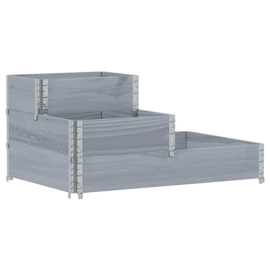 Palletopzetrand 3-laags 120x80 cm massief grenenhout grijs