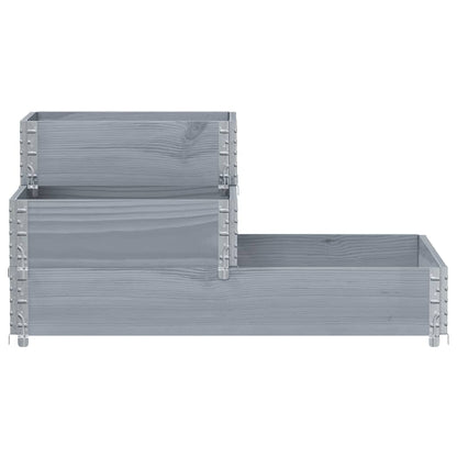 Palletopzetrand 3-laags 120x80 cm massief grenenhout grijs
