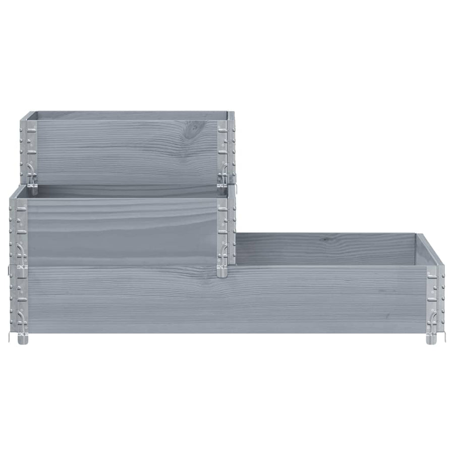 Palletopzetrand 3-laags 120x80 cm massief grenenhout grijs