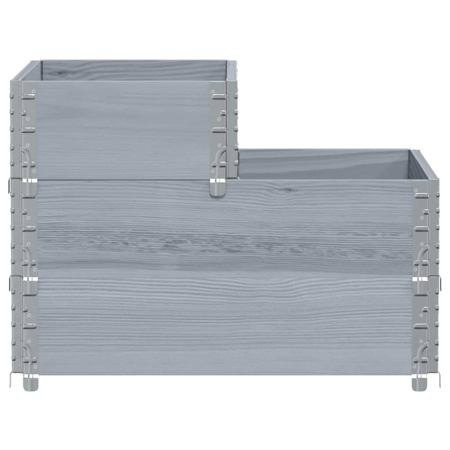 Palletopzetrand 3-laags 120x80 cm massief grenenhout grijs