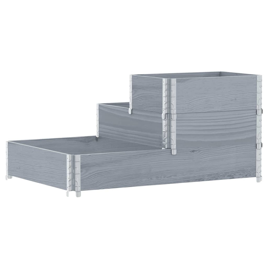 Palletopzetrand 3-laags 120x80 cm massief grenenhout grijs