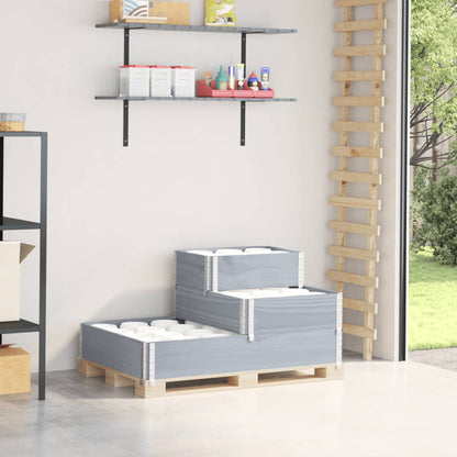 Palletopzetrand 3-laags 120x80 cm massief grenenhout grijs