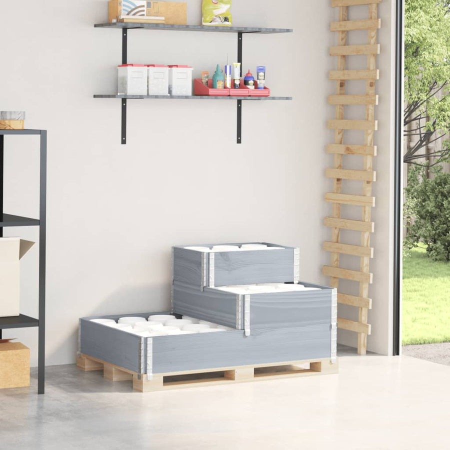 Palletopzetrand 3-laags 120x80 cm massief grenenhout grijs