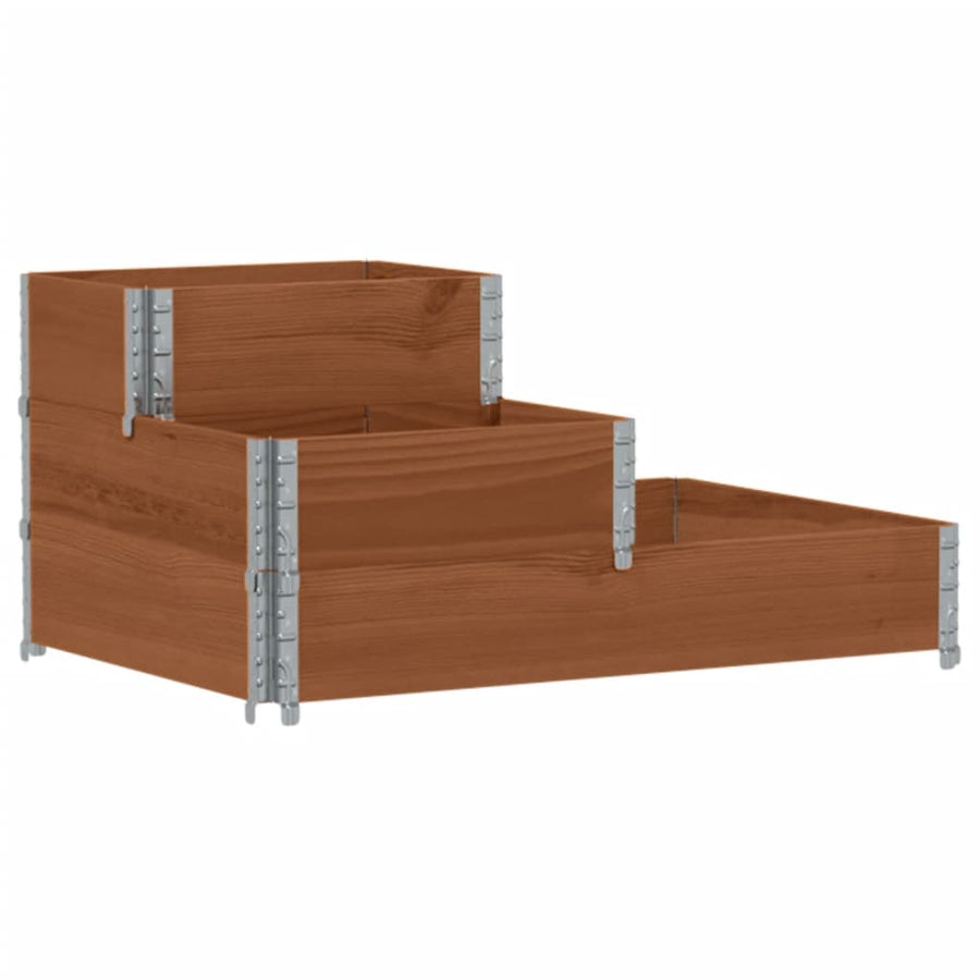 Palletopzetrand 3-laags 120x80 cm massief grenenhout bruin