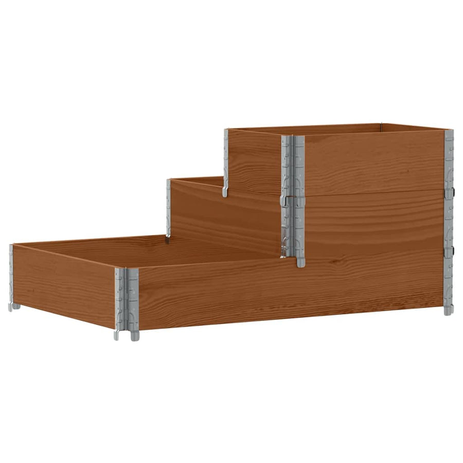 Palletopzetrand 3-laags 120x80 cm massief grenenhout bruin