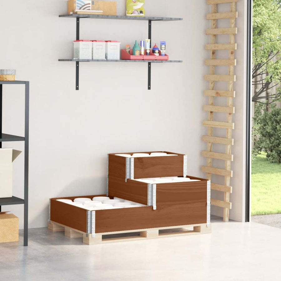 Palletopzetrand 3-laags 120x80 cm massief grenenhout bruin