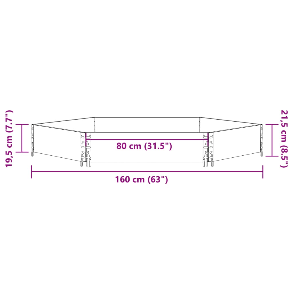 Palletopzetrand 160x160 cm zeshoekig massief grenenhout