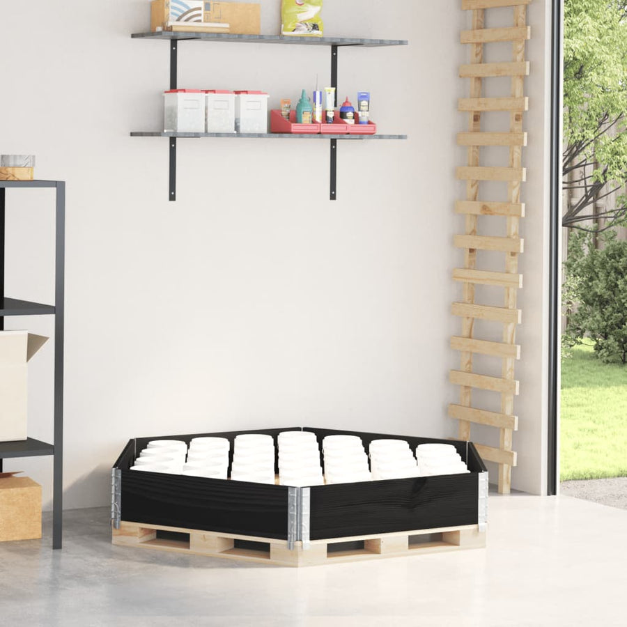 Palletopzetrand 160x160 cm zeshoekig massief grenenhout zwart
