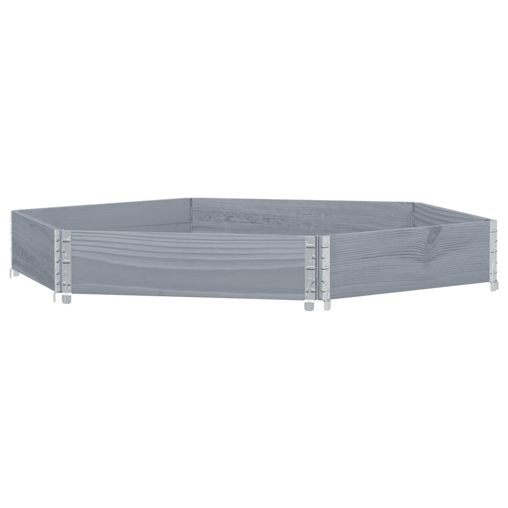 Palletopzetrand 160x160 cm zeshoekig massief grenenhout grijs